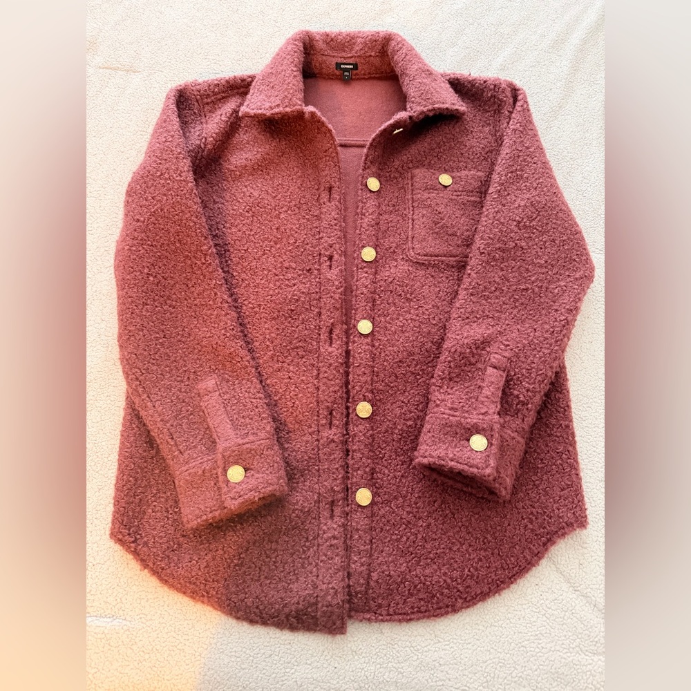 Express TEDDY NOVELTY BUTTON SHACKET